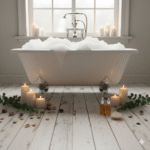 Ritual de baño con bombas de baño relajantes y sales minerales