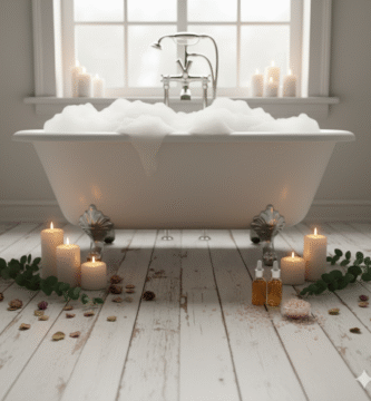 Ritual de baño con bombas de baño relajantes y sales minerales